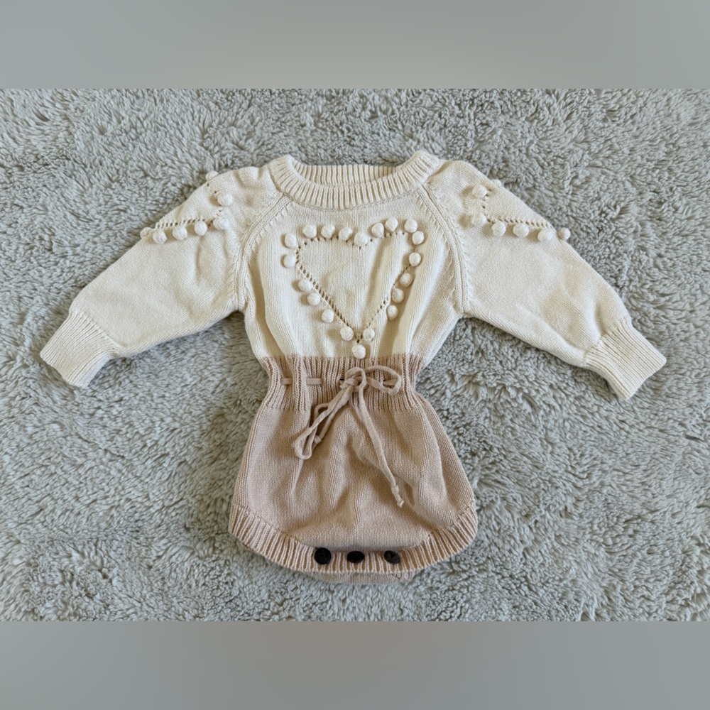 Long Sleeve Pom Pom Romper - 12 months